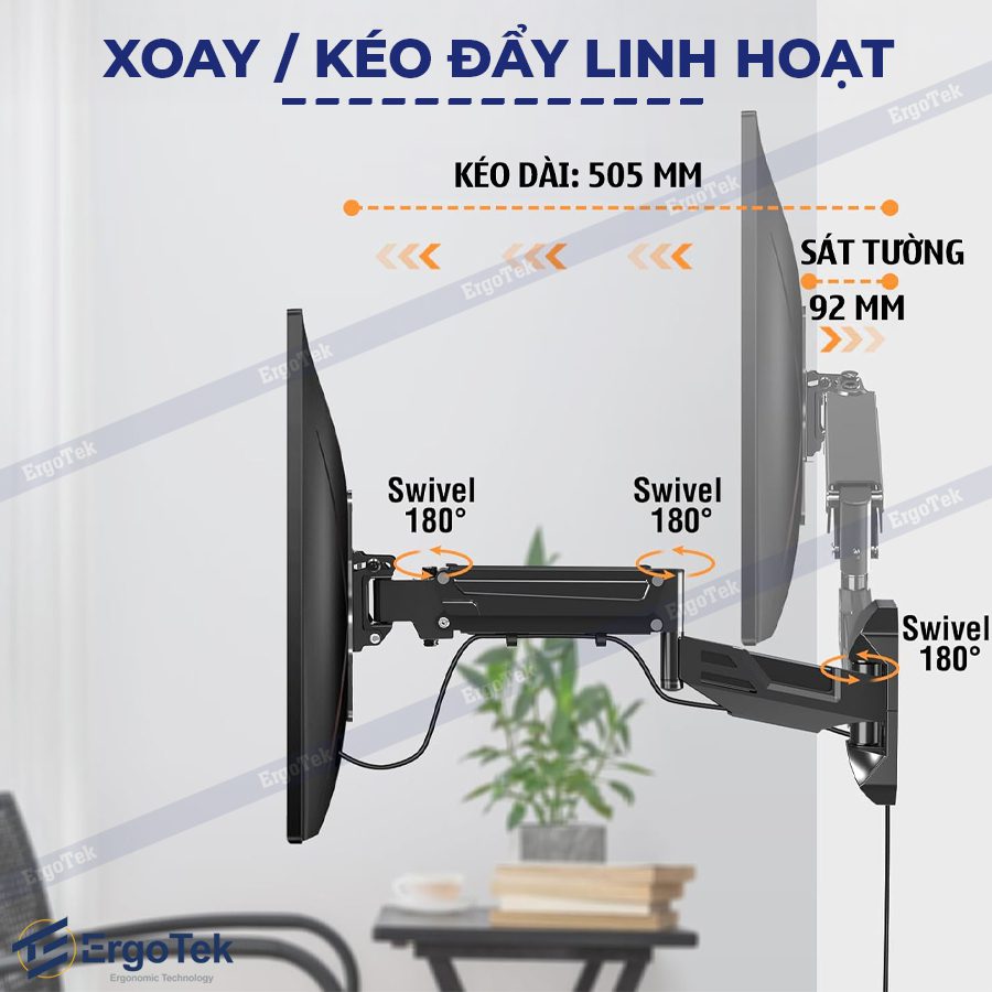 GIÁ TREO TIVI NÂNG HẠ ĐỘ CAO ERGOTEK E888 34 – 55 INCH - Ảnh 4
