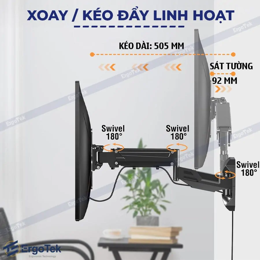 Giá Treo Tivi Xoay Góc Nâng Hạ Độ Cao ERGOTEK E888 34 – 55 Inch - Ảnh 4