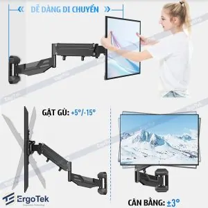 Giá Treo Tivi Xoay Góc Nâng Hạ Độ Cao ERGOTEK E888 34 – 55 Inch - Ảnh 5