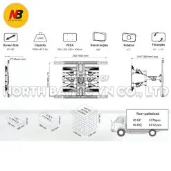 Alternative view of Giá Treo Tivi Xoay Đa Năng North Bayou NB P6 45 – 80 Inch