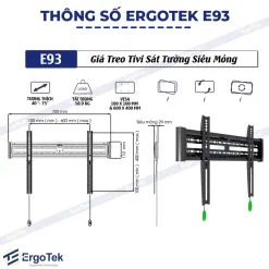 Alternative view of Giá Treo Tivi Sát Tường ErgoTek E93 (40 - 75 Inch) - Siêu Mỏng 2.9cm